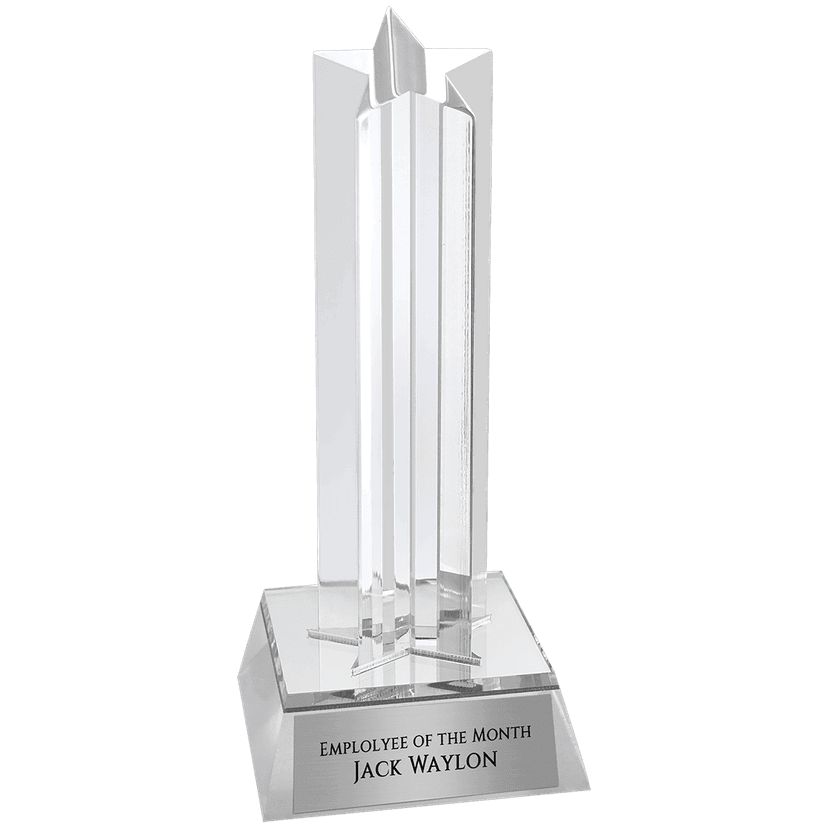 Product image of 6 3/4" Silver Star Column Acrylic with Silver Base w/ Box and FREE Engraving